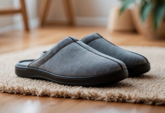 Professionelt billede af bløde og komfortable tøfler til hjemmeside Tøfler.dk.